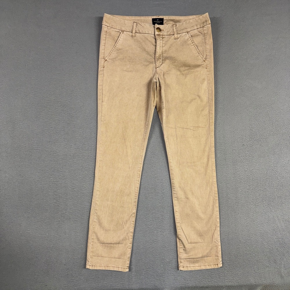 American Eagle Pants Womens 12 Brown Skinny Stretch Khaki Trousers Chino Cotton